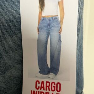 Celebrity Pink Light Blue Wide-Leg Cargo Jeans.  29” w x 30”l